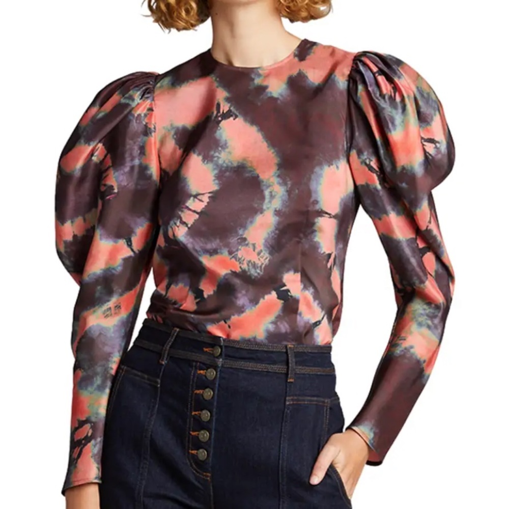 Ulla Johnson Ora Silk Blouse - Rosewood Tie Dye (Orig. $495)
